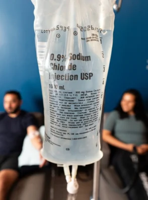 IV drip bag with hydration fluids and vitamins